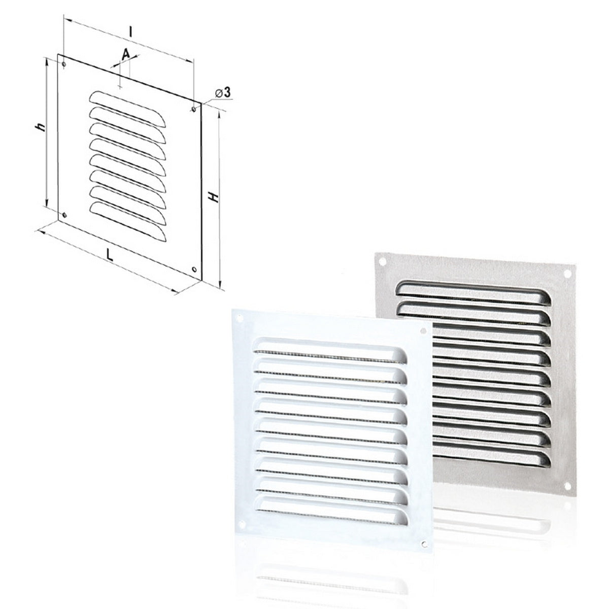 Vents Καπάκι Εξαερισμού Αλουμινίου Με Σήτα 150mm x 250mm ΑΣΗΜΙ