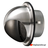 Vents MVM 122 Στόμιο Εξαερισμού Κεκλιμένο Με Προστασία & Σίτα Ανοξείδωτο Φ125mm