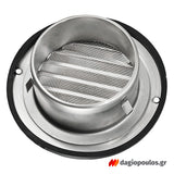 Vents MVM 122 Στόμιο Εξαερισμού Κεκλιμένο Με Προστασία & Σίτα Ανοξείδωτο Φ125mm