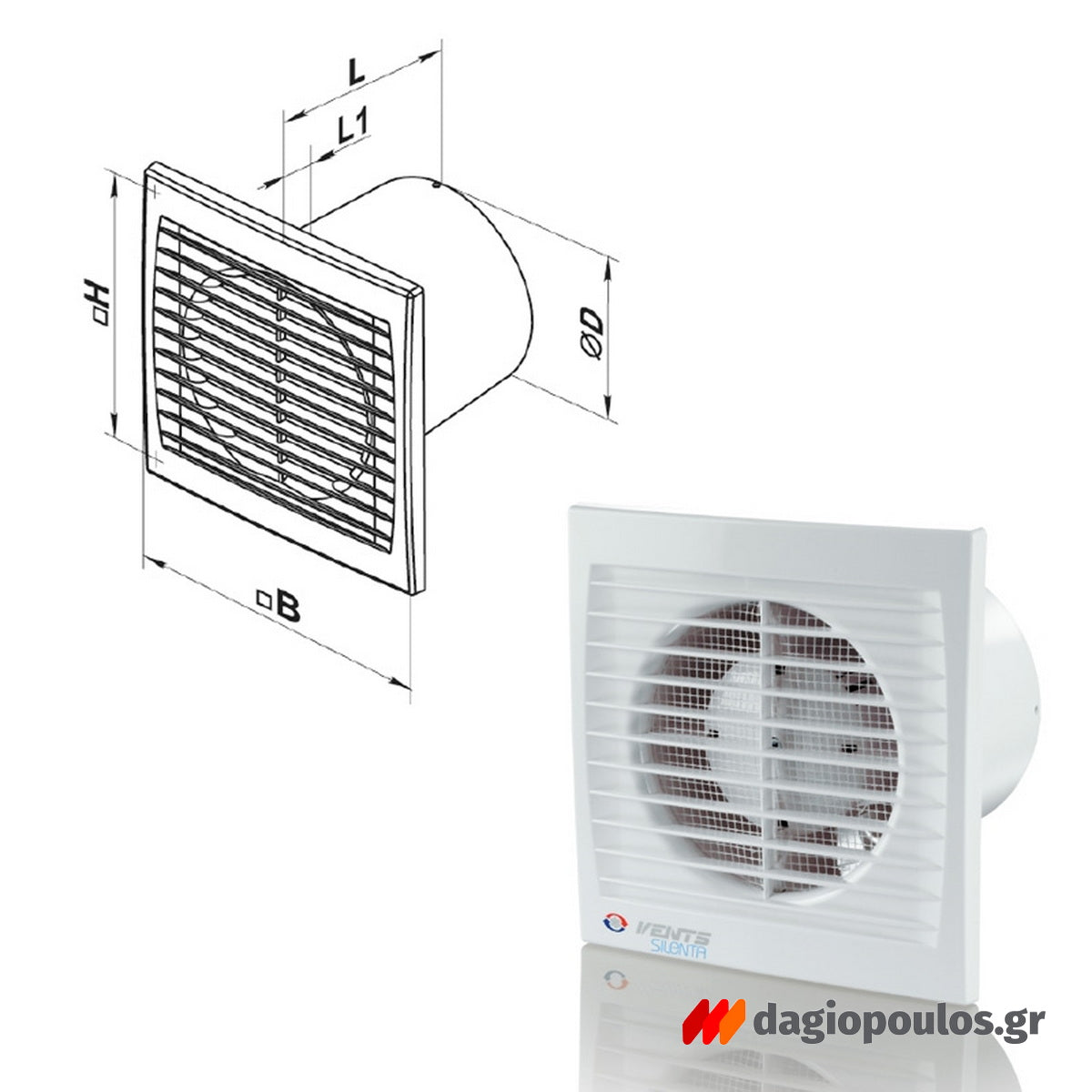 Vents Silenta-S 150 Ανεμιστήρας Τοίχου Χαμηλού Θορύβου Silenta Φ150mm