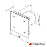Vents Modern 100 Ανεμιστήρας Τοίχου Ηλεκτρικός Κρυφός Φ100mm