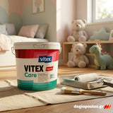 Vitex Care Eggshell Υψηλής Ποιότητας Πλενόμενο Πλαστικό Χρώμα Με Ματ Βελουτέ Εμφάνιση Λευκό