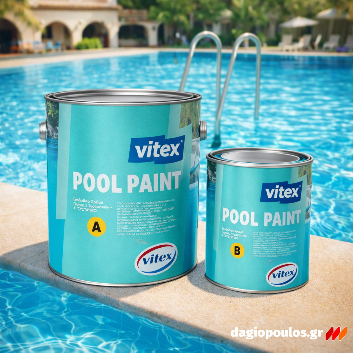 Vitex Pool Paint Εποξειδικό Χρώμα Πισίνας Διαλύτου 2 Συστατικών ΓΑΛΑΖΙΟ 3.5Ltr