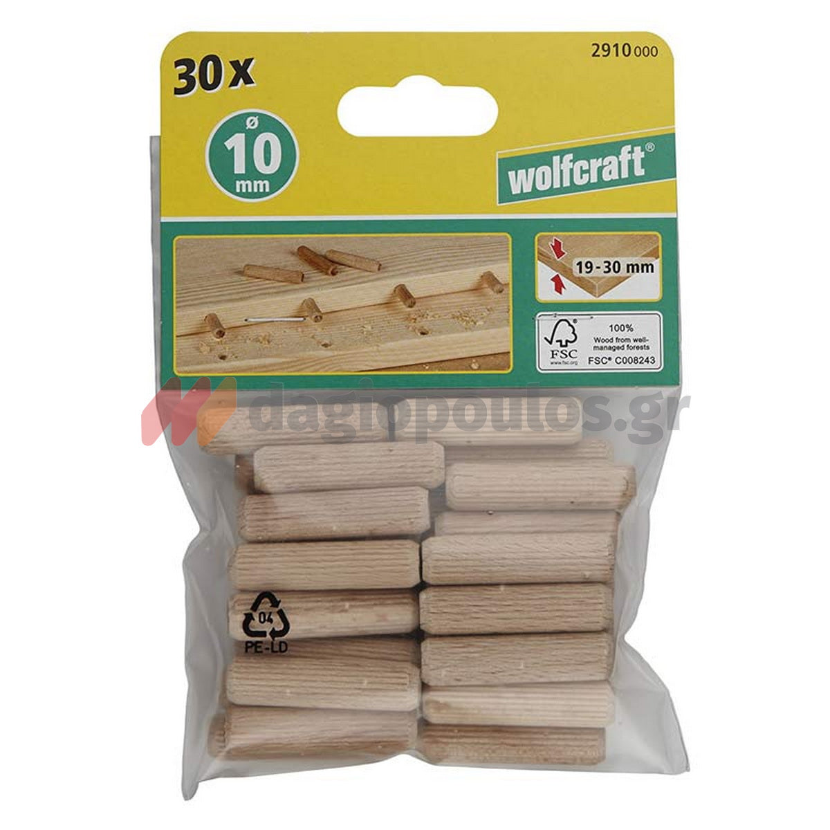 Wolfcraft 2910.000 Καβίλιες Οξιάς 10mm x 40mm Σετ 30 τεμ
