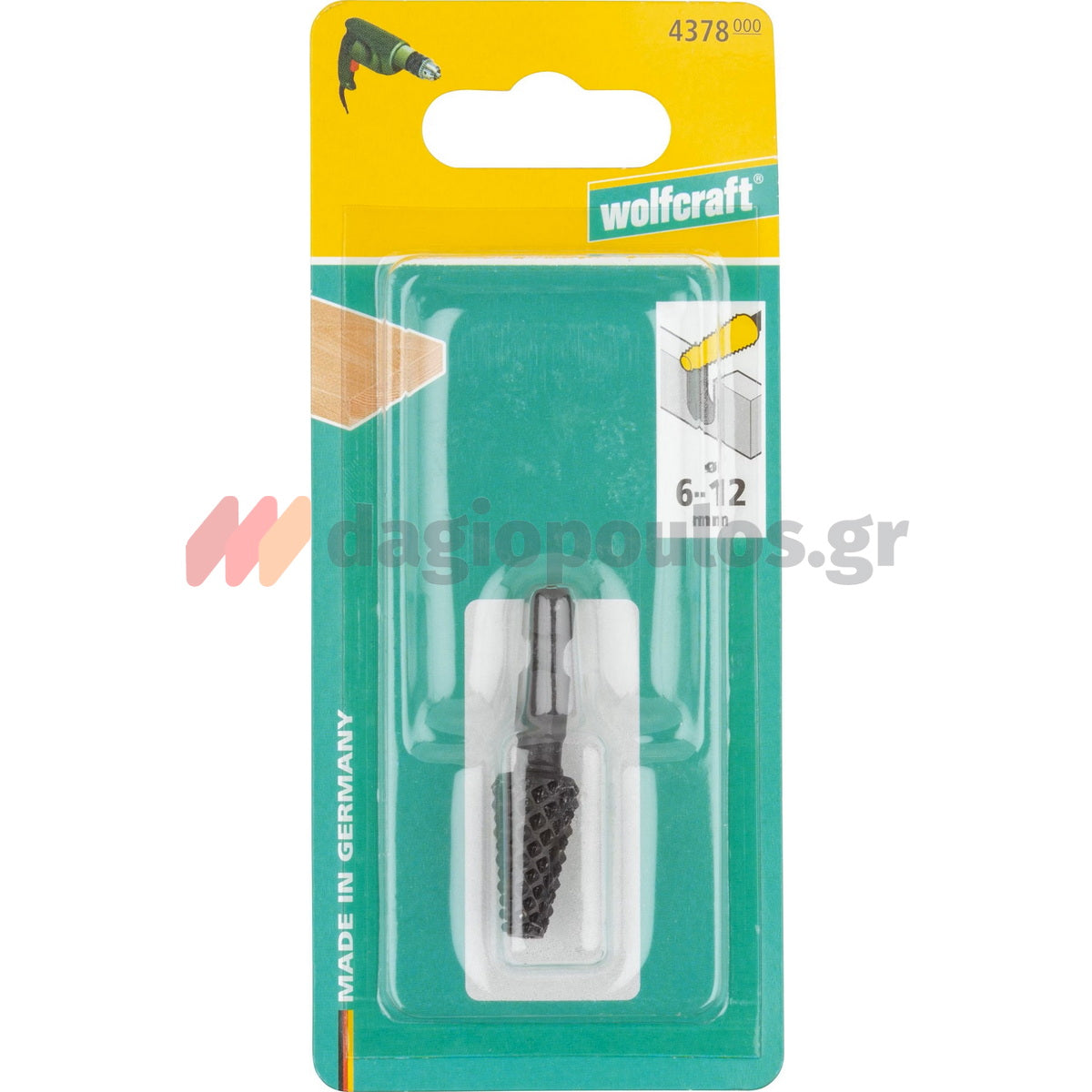Wolfcraft 4378000 Ράσπα Δραπάνου Κωνική Για Ξύλο Με Άξονα HEX 1/4"