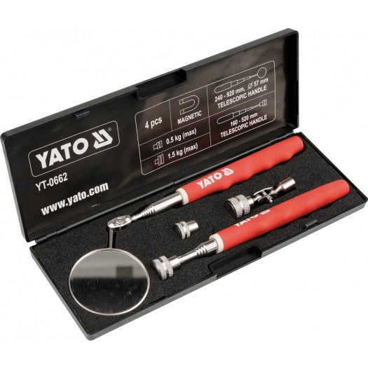 Yato YT-0662 Τηλεσκοπικός Πτυσόμενος Καθρέπτης Επιθεώρησης & Μαγνήτης Συλλογής Σετ 4 Τεμ