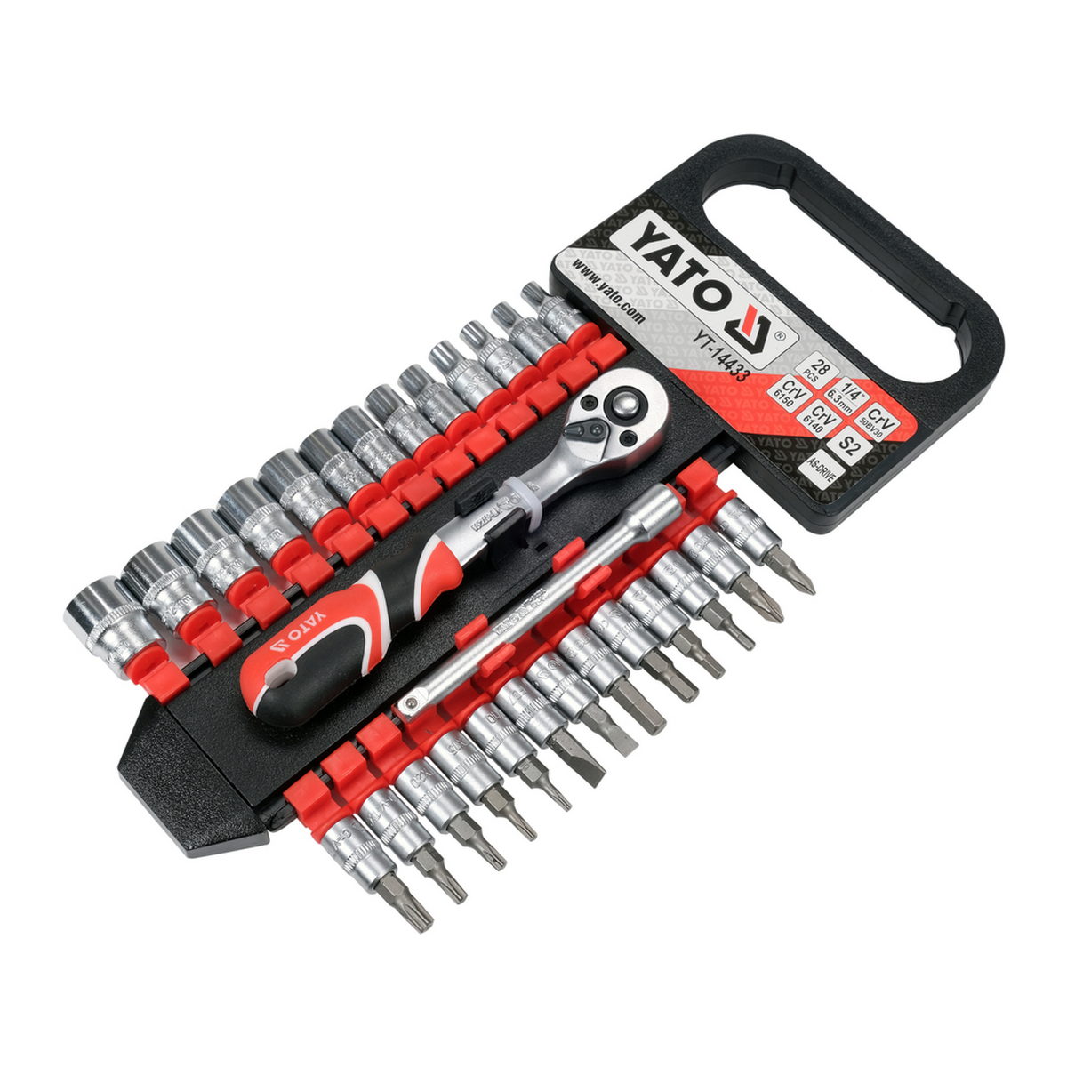 Yato YT-14433 Συλλογή Μανέλα Καστάνιας Με Καρυδάκια Μύτες 1/4" Σετ 28 Τεμ