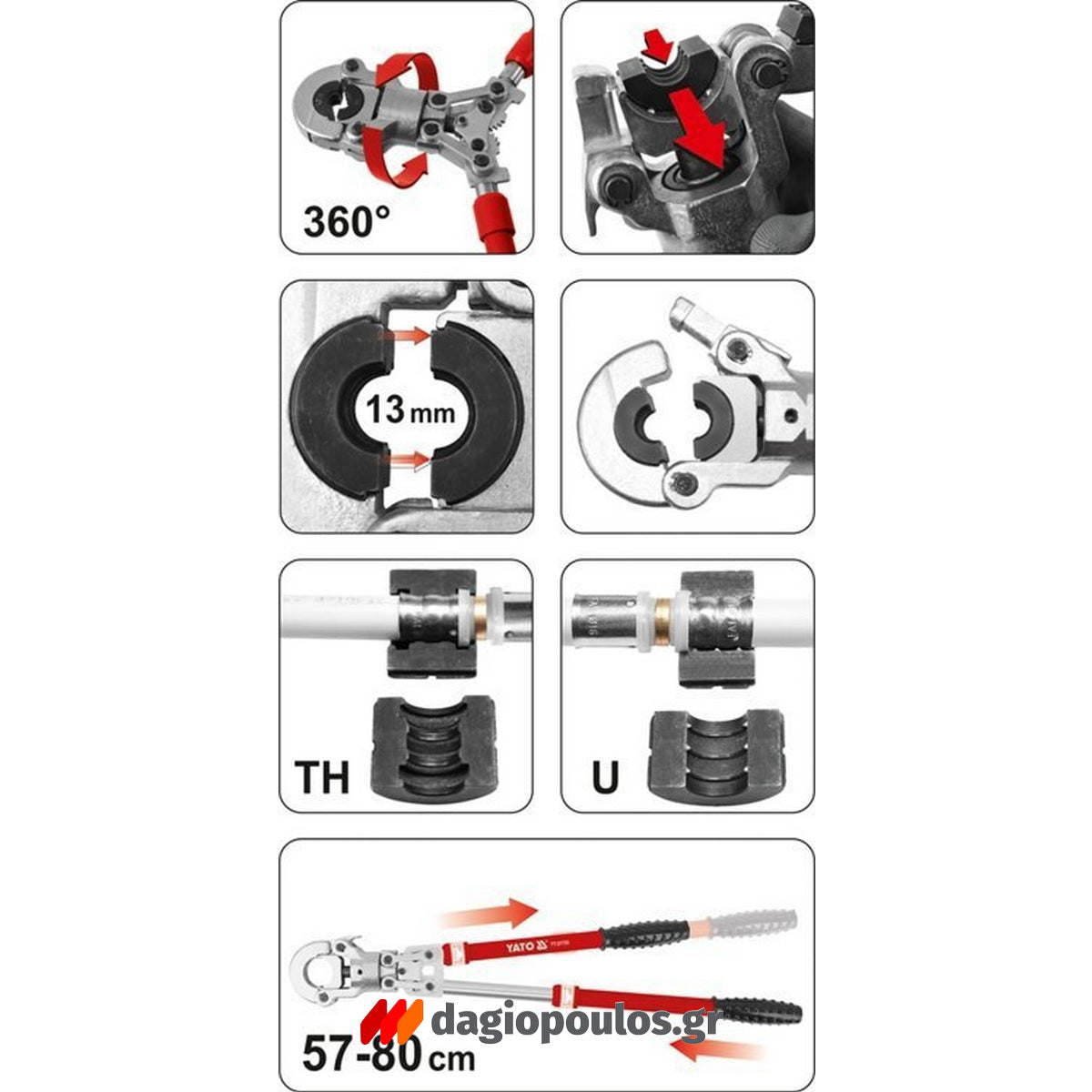 Yato YT-21735 Πρέσα Πολυστρωματικών Σωλήνων Σετ 9 Τεμ Με Βαλίτσα