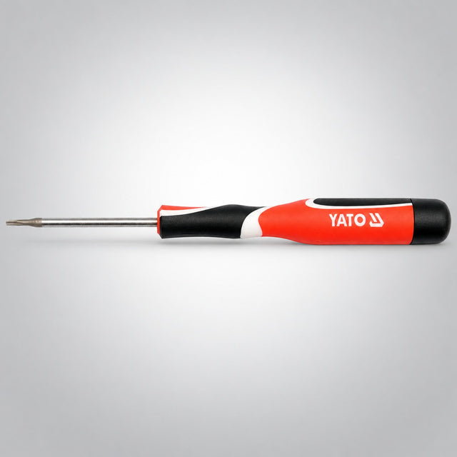 Κατσαβίδι χειρός ακριβείας Yato YT-25854 Torx T7 x 50mm με περιστρεφόμενη κεφαλή σε γκρι φόντο — επίσημη φωτογραφία σειράς