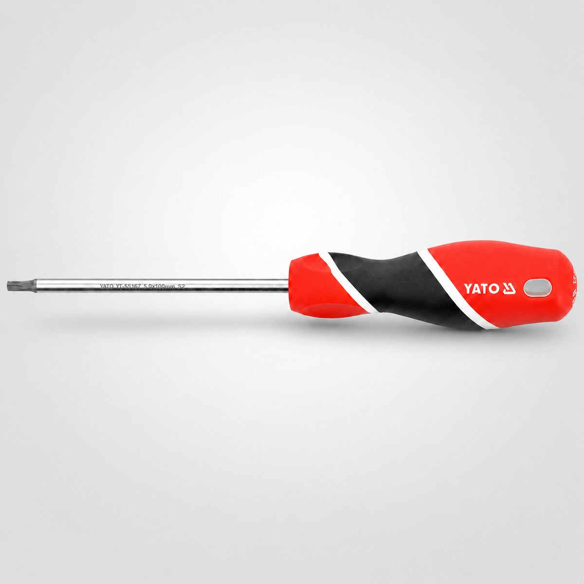 Yato YT-25957 κατσαβίδι χειρός Torx με τρύπα T20 x 100mm σε ανοιχτό γκρι φόντο