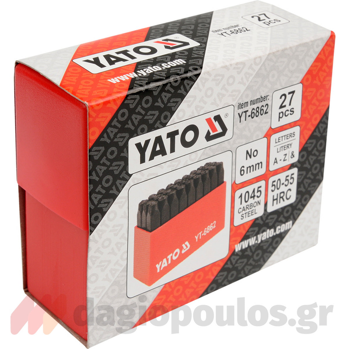 Yato ΥΤ-6862 Χτυπητά Γράμματα Για Μαρκάρισμα Σήμανση ΛΑΤΙΝΙΚΑ 6mm Σετ 27 Τεμ