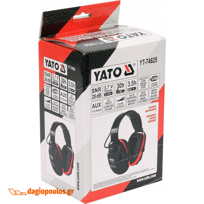 Yato YT-74625 Επαναφορτιζόμενες Ενεργές Ωτοασπίδες SNR 28 dB | dagiopoulos.gr