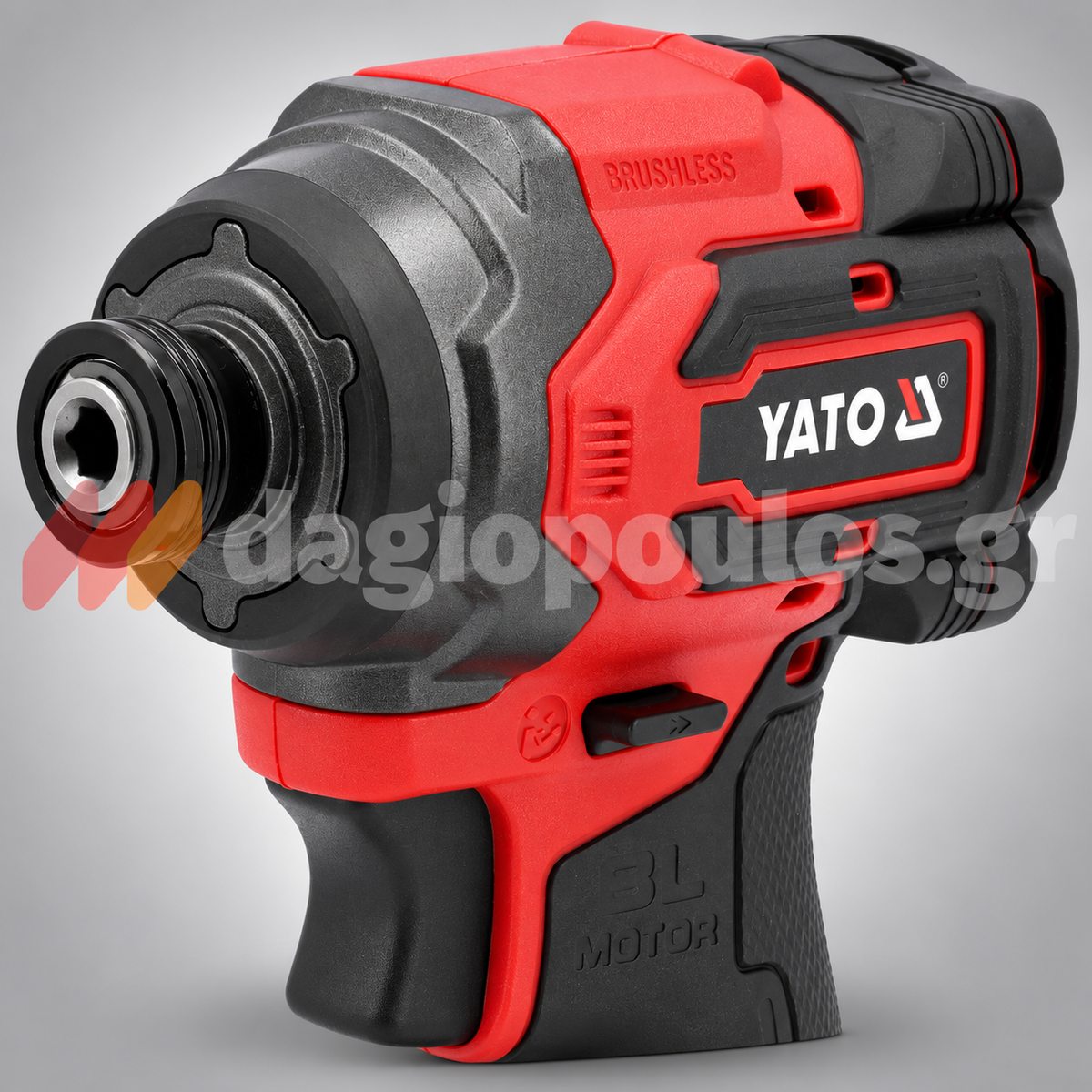 Yato YT-82799 brushless παλμικό εργαλείο μπαταρίας 18V SOLO, κοντινή όψη κεφαλής σε γκρι φόντο