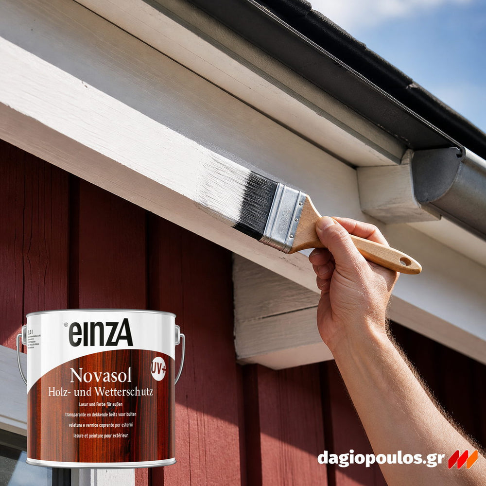 einzA Novasol Holz- und Wetterschutz Farbe Χρώμα Εμποτισμού Ξύλου Υψηλής Προστασίας Ματ ΛΕΥΚΟ