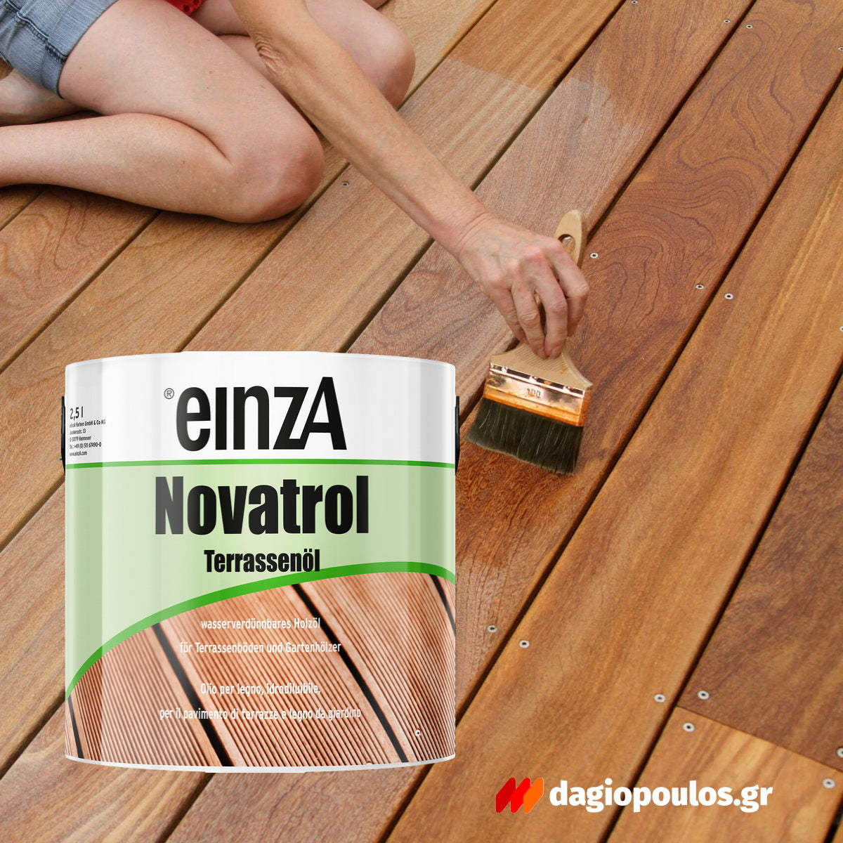 einzA Novatrol Terrassenöl UV-natur Λάδι Συντήρησης & Προστασίας Decks & Δαπέδων Κήπου Νερού Ματ ΑΧΡΩΜΟ (FARBLOS)