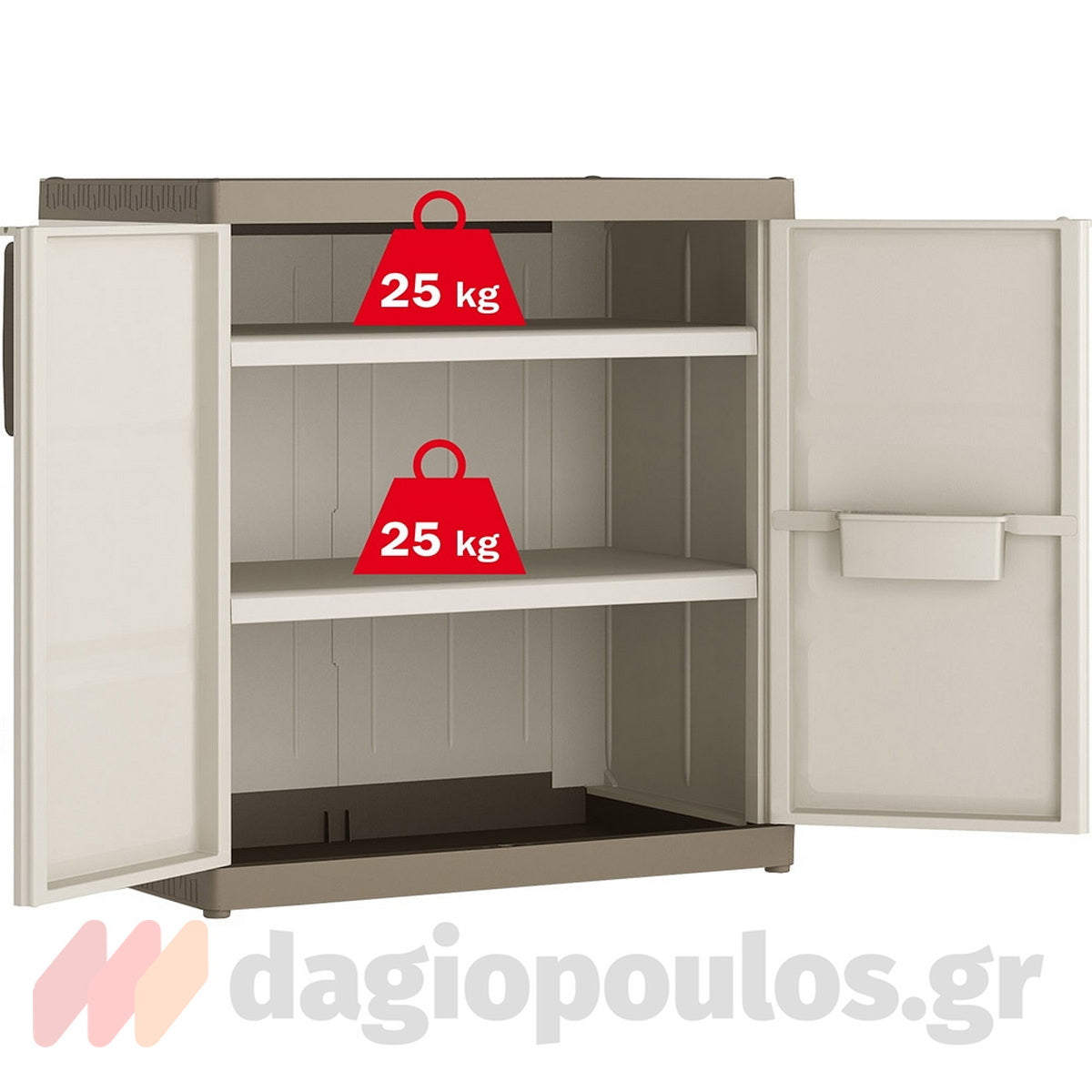 Keter Excellence Base XL Ντουλάπα Δίφυλλη Χαμηλή Με 2 Ράφια Μπεζ