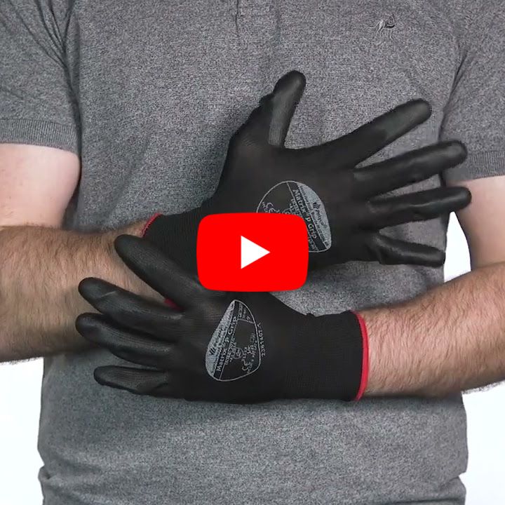 Polyco Matrix P Grip Black Γάντια Εργασίας Πλεκτά Με Παλάμη Επένδυση Πολυουρεθάνης Μαύρα (Ζεύγος)
