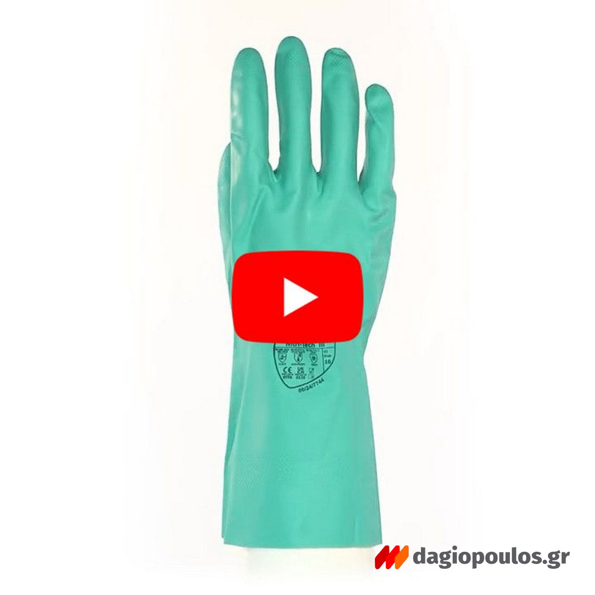 Polyco Nitri‑Tech III 92 Green Flock Lined Γάντια Εργασίας Νιτριλίου Ισχυρών Χημικών 33cm (Ζεύγος)