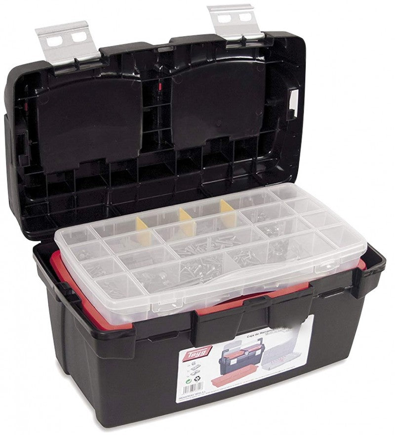Tayg 168000 N.600Ε Εργαλειοθήκη Κλειστή Με Εταζιέρα & Ταμπακιέρα - Λαβή Αλουμινίου 23.6" 37Lt