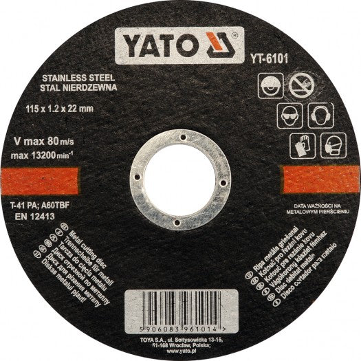 Yato YT-6101 disc Γωνιακού Τροχού Κοπής Μετάλλων 115mm INOX (Λεπτός)