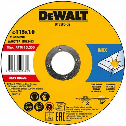 Dewalt DT3506 Δίσκος Κοπής για Ανοξείδωτο Ατσάλι 115x1 | Dagiopoulos.gr