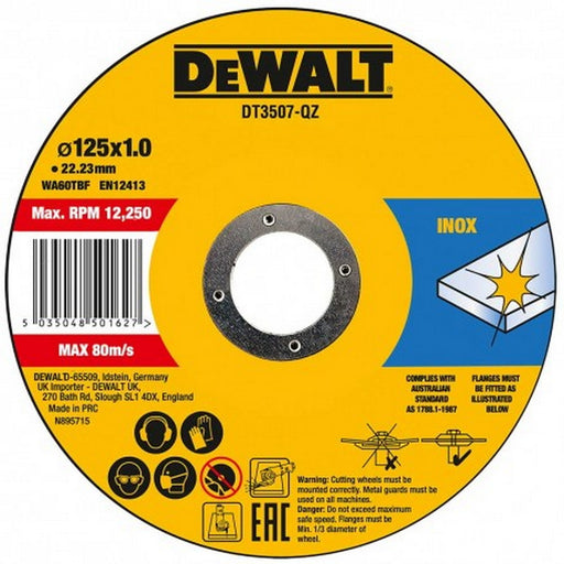Dewalt DT3507 Δίσκος Κοπής για Ανοξείδωτο Ατσάλι 125Χ1 | Dagiopoulos.gr