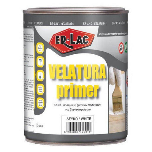 ErLac Velatura Υπόστρωμα Αστάρι Ξύλου & Μετάλλου Διαλύτου Λευκό | dagiopoulos.gr