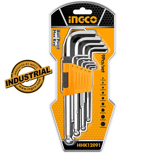 Ingco HHK12091 Επαγγελματικό Σετ Κλειδιά Άλλεν 1.5-10mm Μπίλλιας | dagiopoulos.gr