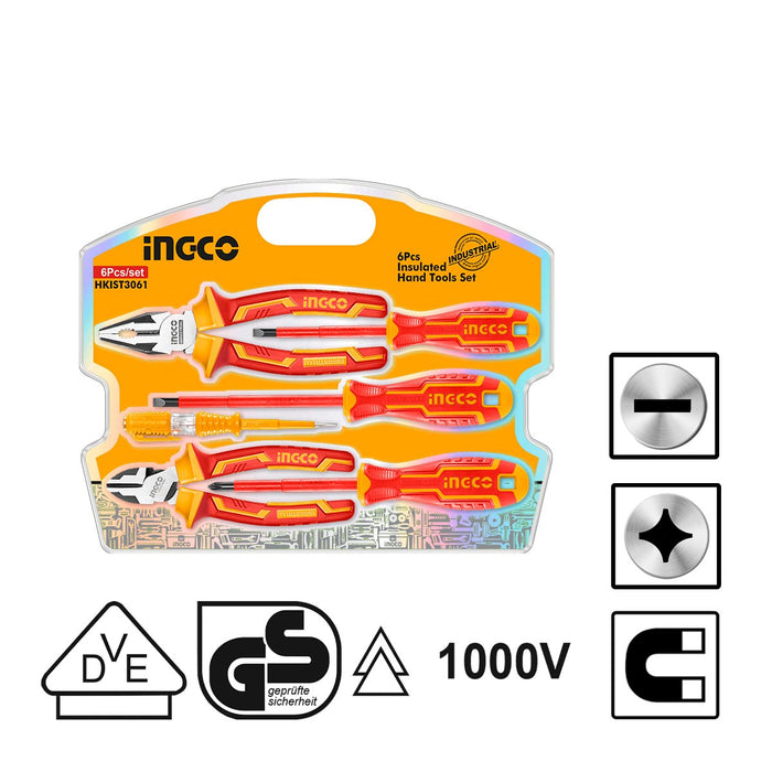 Ingco HKIST3061 Εργαλεία Ηλεκτρολόγων Με Μόνωση VDE 1000V Σετ 6 Τεμ | dagiopoulos.gr