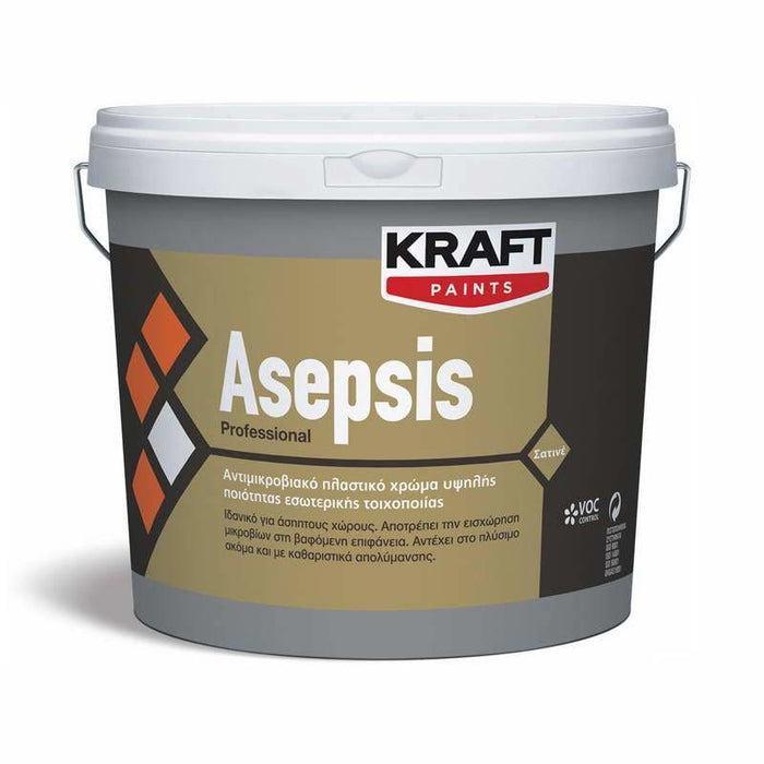 Kraft Asepsis Μυκητοκτόνο Πλενόμενο Πλαστικό Χρώμα Εσωτερικών Τοίχων-Dagiopoulos.gr