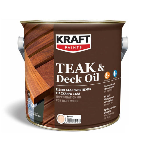 Kraft Teak & Deck Oil Συντηρητικό Λάδι Εμποτισμού Επίπλων Κήπου & Εξωτερικών Δαπέδων Άχρωμο Ματ