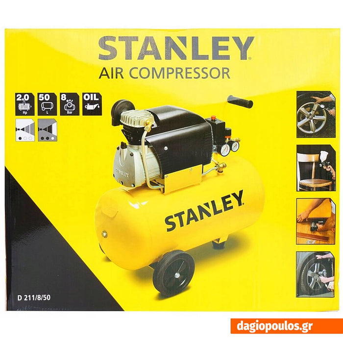 Stanley D211/8/50 Κομπρεσέρ Αεροσυμπιεστής Μονομπλοκ Αέρος 50 Lit | Dagiopoulos.gr