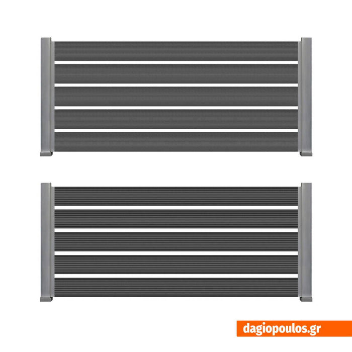 WPC Περίφραξης Διπλής Όψης 50 Dark Grey 20x110x3600mm | Dagiopoulos.gr