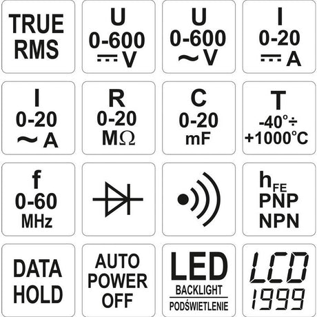 Yato YT-73083 Επαγγελματικό Ψηφιακό Πολύμετρο LED Dagiopoulos