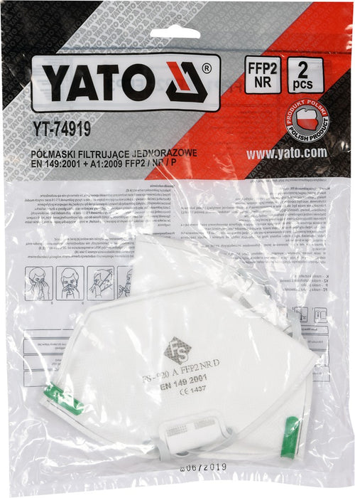 Yato YT-74919 Μάσκα Μίας Χρήσης FFP2 NR Dagiopoulos