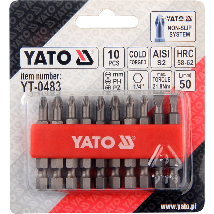 Yato YT-0483 Επαγγελματικές Μύτες 50mm Set 10 Τεμαχίων | Dagiopoulos.gr
