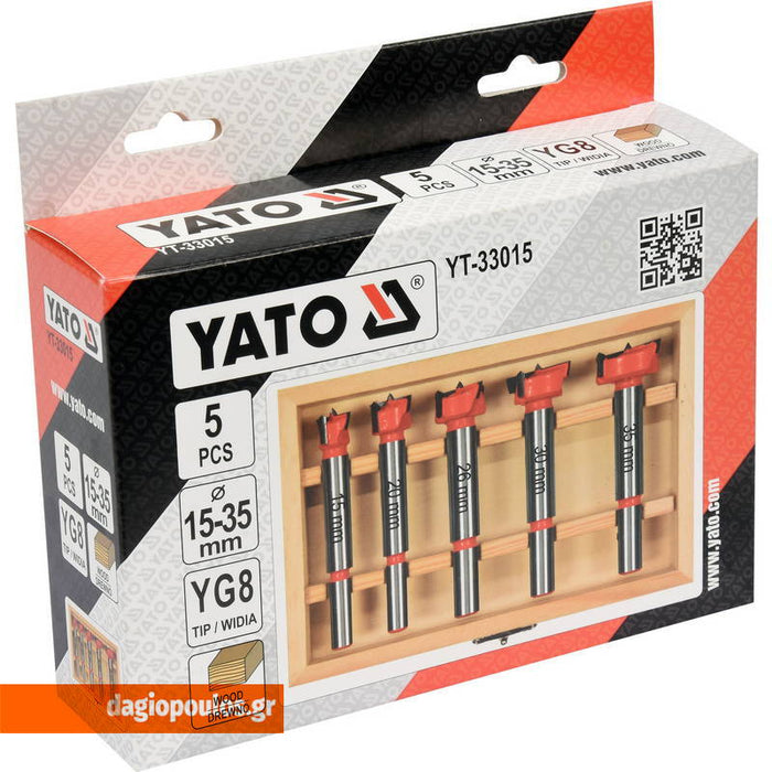 Yato YT-33015 Τρυπάνια Ξύλου Για Αυτόματους Μεντεσέδων Σετ 5 Τεμαχίων