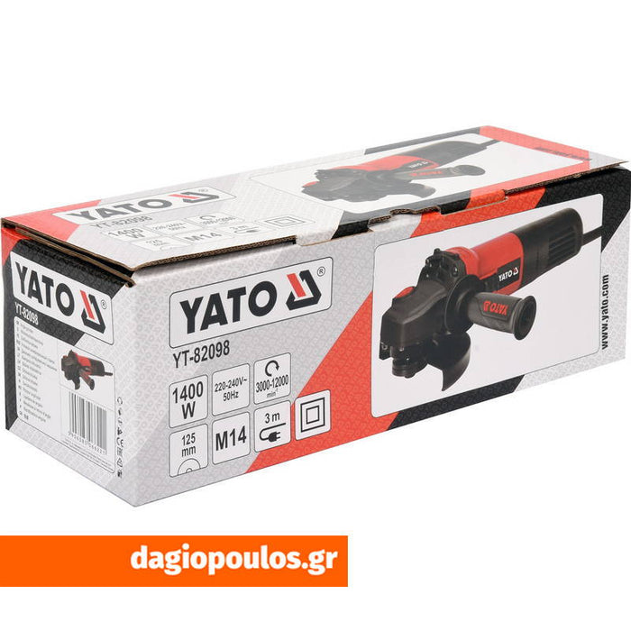 Yato YT-82098 Γωνιακός Τροχός Επαγγελματικός 125mm 1400Watt Ρυθμιζόμενος Dagiopoulos