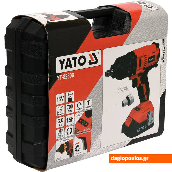 Yato YT-82806 Παλμικό Κατσαβίδι και Μπουλονόκλειδο Μπαταρίας 750Nm 18V 3.0Ah BRUSHLESS Dagiopoulos