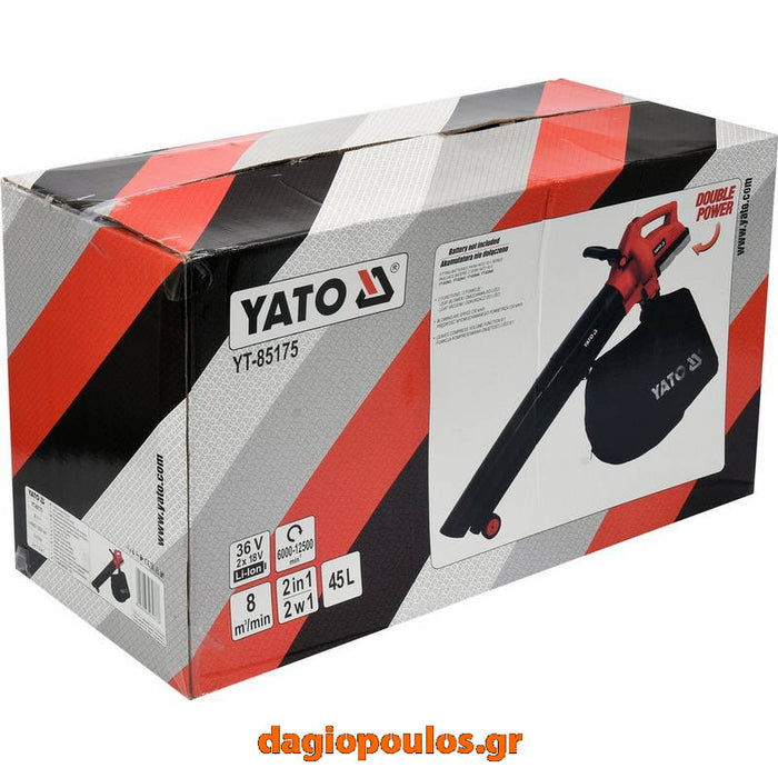 YATO YT-85175 Επαγγελματικός Φυσητήρας - Αναρροφητήρας Κήπου Μπαταρίας 36V SOLO | Dagiopoulos.gr