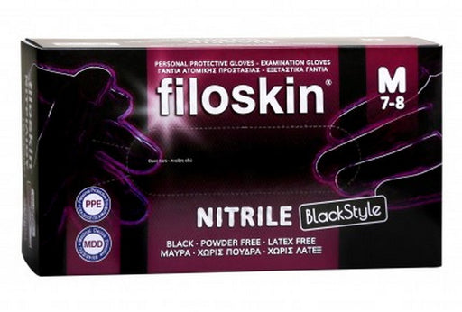 Filoskin BlackStyle Γάντια Νιτριλίου Μαύρα Χωρίς Πούδρα 100 Τεμ