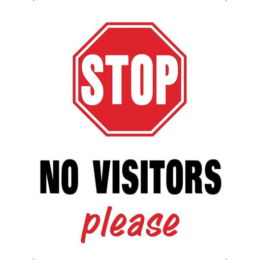 Πινακίδα σήμανσης αυτοκόλλητη STOP NO VISITORS PLEASE για τζάμια