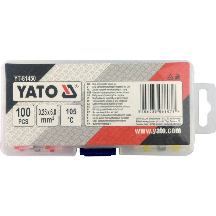 Yato YT-81450 Θερμοσυστελλόμενα με Κόλλα 0,25-6MM2 Σετ 100τμχ Dagiopoulos.gr